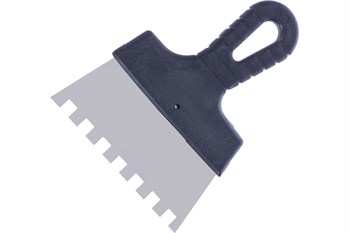 Шпатель зубчатый 150мм, нержавеющая сталь, размер зуба 6х6мм, ИНТЕК, пластиковая ручка 82709