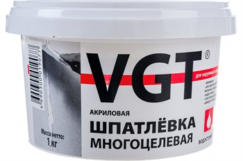 Шпатлевка (шпаклевка) многоцелевая VGT, акриловая, для наружных и внутренних работ, 1кг 85268 - фото 100882