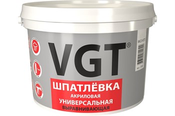 Шпатлевка (шпаклевка) универсальная VGT, акриловая, для наружных и внутренних работ, 1.7кг 85269 - фото 100885