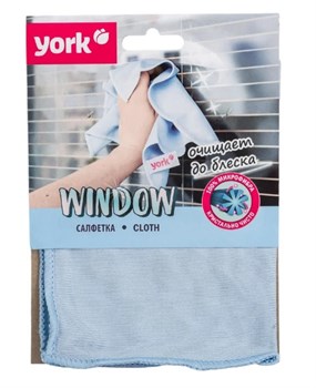 Салфетка для уборки стекол и зеркал York 026150, 30x30см, 280г/м2, микрофибра 76660 - фото 101422