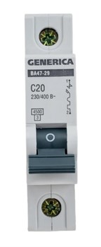 Выключатель автоматический GENERICA ВА 47-29, однополюсной 1Р, 20А, тип С 4153