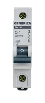 Выключатель автоматический GENERICA ВА 47-29, однополюсной 1Р, 40А, тип С 4156