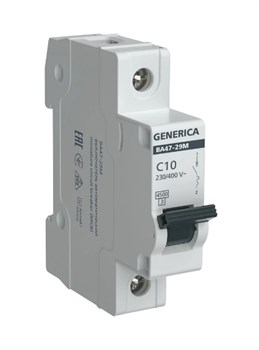 Выключатель автоматический GENERICA ВА 47-29, однополюсный 1Р, 10А, 4.5кА 6098