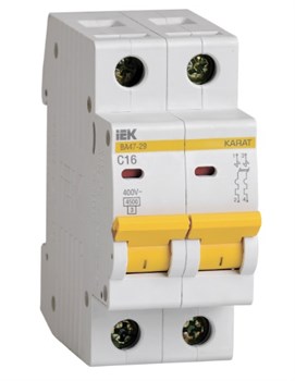 Выключатель автоматический IEK KARAT ВА 47-29, двухполюсный 2Р, 16А, 4.5кА 61402