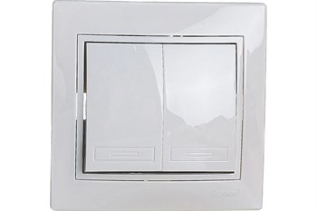 Выключатель LEZARD MIRA 701-0202-101, двухклавишный, встраиваемый, белый 10636 - фото 102081