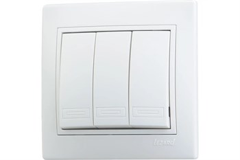 Выключатель LEZARD MIRA 701-0202-109, трехклавишный, встраиваемый, белый 32636 - фото 102088