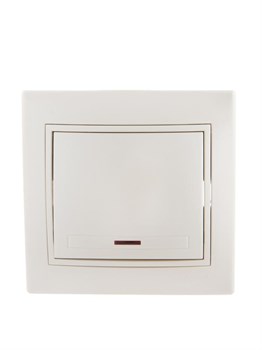 Выключатель LEZARD MIRA 701-0202-111, одноклавишный, встраиваемый, жемчужно-белый перламутр, с подсветкой 10299