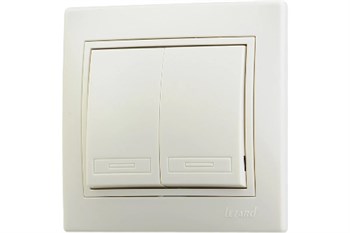 Выключатель LEZARD MIRA 701-0303-101, двухклавишный, встраиваемый, кремовый 21317 - фото 102107