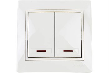 Выключатель LEZARD MIRA 701-0303-112, двухклавишный, встраиваемый, кремовый, с подсветкой 21318 - фото 102112