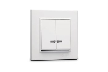 Выключатель MAKEL  Karea СП 56001023, двухклавишный, встраиваемый, белый, с подсветкой 54516 - фото 102140