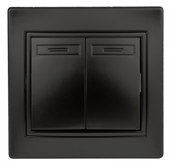 Выключатель ЭРА Intro Plano 1-104-05, двухклавишный, встраиваемый, антрацит 65098