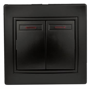 Выключатель ЭРА Intro Plano 1-105-05, двухклавишный, встраиваемый, антрацит, с подсветкой 65100 Выключатель ЭРА Intro Plano 1-105-05, двухклавишный, встраиваемый, антрацит, с подсветкой 65100