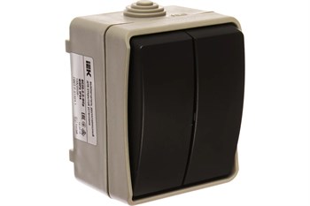 Выключатель IEK ОП Форс 10А IP54 ВС20-2-0-ФСр, двухклавишный, накладной, серый 32633 - фото 102346