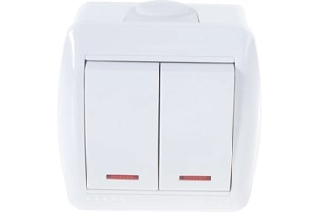 Выключатель LEZARD Ната 710-0200-112, двухклавишный, накладной, белый, с подсветкой 960 - фото 102389