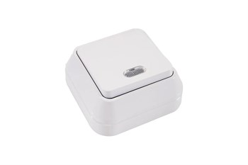 Выключатель MAKEL Siva Ustu 45121, одноклавишный, накладной, белый, с подсветкой 4529 - фото 102399