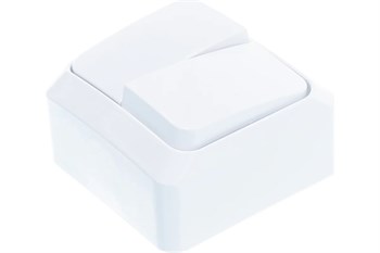 Выключатель SYSTEM ELECTRIC Этюд ВА10-002В, двухклавишный, накладной, белый 64202 - фото 102439