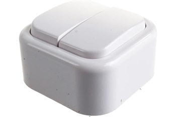 Выключатель КУНЦЕВО-ЭЛЕКТРО Валентина А56-025 двухклавишный, накладной, белый 4101