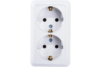 Розетка IN HOME BolLeto 7128, двухместная, накладная, белая, c заземлением 47725 - фото 102721