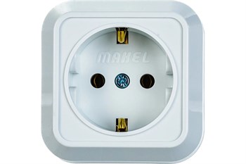 Розетка MAKEL 45108, одноместная, накладная, белая, с заземлением 28760 - фото 102767