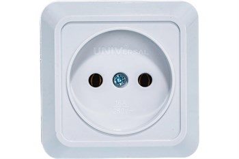 Розетка UNIVersal Олимп О0022, одноместная, накладная, белая, без заземления 16021 - фото 102895
