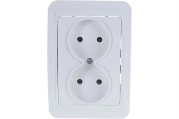 Розетка IN HOME Classico 2102, двухместная, встраиваемая, белая, без заземления 48335 - фото 102981