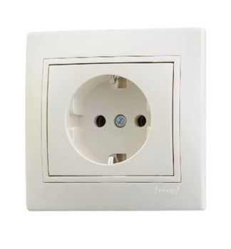 Розетка LEZARD MIRA 701-0303-122, одноместная, встраиваемая, кремовая, с заземлением 3994