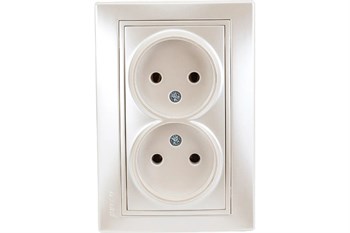 Розетка LEZARD MIRA 701-3030-128, двухместная, встраиваемая, жемчужно-белый перламутр, без заземления 8812 - фото 103034