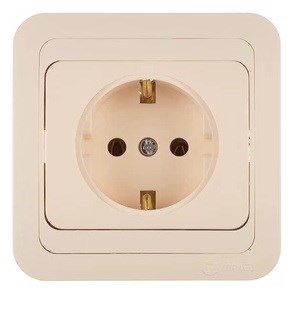 Розетка MAKEL Mimoza 25008, одноместная, встраиваемая, бежевая, с заземлением 66601 Розетка MAKEL Mimoza 25008, одноместная, встраиваемая, бежевая, с заземлением 66601