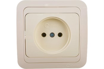 Розетка MAKEL Mimoza 25022, одноместная, встраиваемая, кремовая, без заземления 21695 - фото 103064