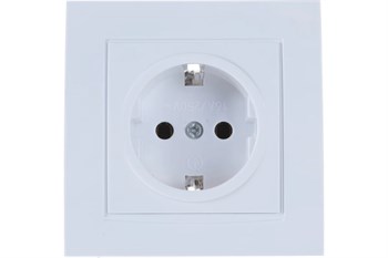 Розетка UNIVersal Бриллиант 7947625, одноместная, встраиваемая, белая, с заземлением 21735
