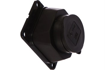 Розетка стационарная IEK Омега PKR11-016-2-K02, одноместная, 2P+PE, 16А, 250В, IP44, накладная, каучук, черный, с заземлением, с защитной крышкой 62303 - фото 103301