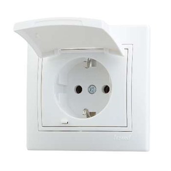 Розетка стационарная LEZARD MIRA 701-0202-123, одноместная, 16А, 250В, IP20, встраиваемая, белый, с заземлением, с защитной крышкой 7145 - фото 103326