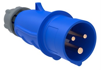 Вилка прямая IEK MAGNUM 023, 2Р+Е, 32А, 220В, IP44, с заземлением, переносная, синяя 17476
