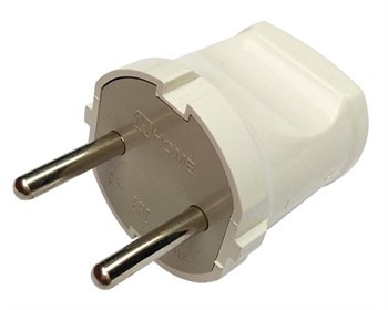 Вилка прямая IN HOME 4142, 10A, 220-230В, IP20, без заземления, белая 62896 - фото 103500