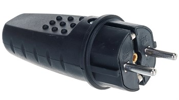Вилка прямая UNIVersal 602227, 2Р+РЕ, 16А, 220-240В, IP44, с заземлением, каучук, черная 51060 - фото 103557
