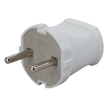 Вилка прямая ЭРА Vx1-W Б0039671, 10А, 220В, IP20, без заземления, белая 65750 - фото 103616