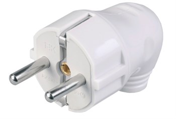 Вилка угловая IEK EVP-11-16-01-К01, 16А, 250В, IP20, с заземлением, АБС-пластик, белая 33091 - фото 103631