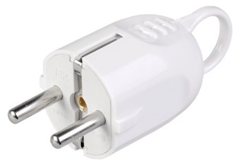 Вилка угловая IEK EVP-12-16-01-К01, 16А, 250В, IP20, с заземлением, АБС-пластик, с ушком, белая 32010 - фото 103641
