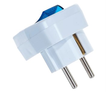 Вилка угловая UNIVersal А0056, 16А, 250В, IP20, с заземлением, с выключателем, белая 34081 - фото 103746