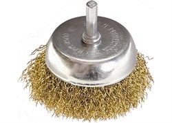 Щетка для дрели, 50 мм, "чашка" со шпилькой, латунированная витая проволока MATRIX 24112
