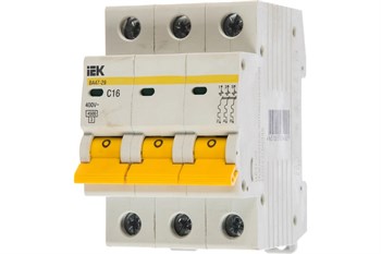 Выключатель автоматический IEK ВА 47-29 MVA20-3-016-C, трехполюсный, 16А, 4.5кА 64408