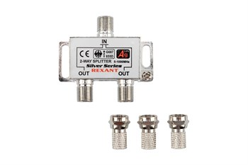 Разветвитель (делитель) антенный, REXANT 05-6101, на 2 выхода, под F-разъем+ 3 F-разъема в комплекте 46644 - фото 104842