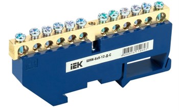Шина "N" нулевая IEK YNN10-69-12D-K07, 12 групп, 6х9мм, на DIN-изоляторе ШНИ-6х9-12-Д-С 53812