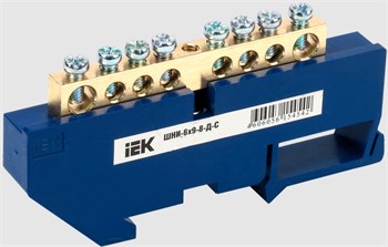 Шина "N" нулевая IEK YNN10-69-8D-K07, 8 групп, 6х9мм, на DIN-изоляторе типа ШНИ 6х9-8-Д-С 24291