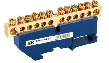 Шина "N" нулевая IEK YNN10-812-12D-K07 , 12 групп, 8х12мм, на DIN-изоляторе типа ШНИ 8х12-12-Д-С 62128