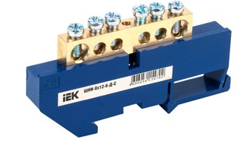 Шина "N" нулевая IEK YNN10-812-6D-K07, 6 групп, 8х12мм, на DIN-изоляторе ШНИ 8х12-6-Д-С 62313