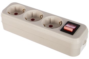 Колодка для удлинителя Lezard Lila, трехместная, 16А, 220-230В, IP20, с заземлением, с выключателем, белая 8841