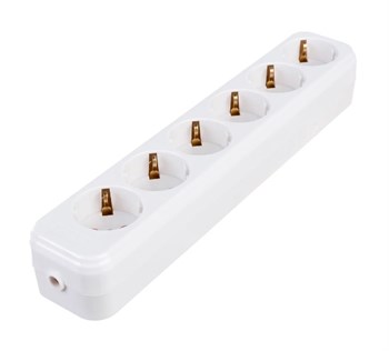 Колодка для удлинителя Lezard Lila, шестиместная, 16А, 220-230В, IP20, с заземлением, белая 66080