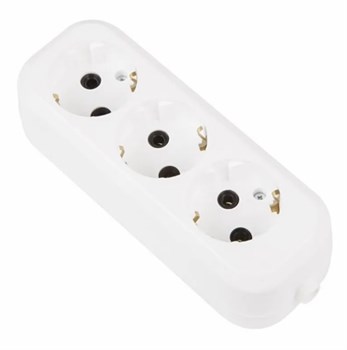 Колодка для удлинителя REXANT Эконом 11-8712, трехместная, 10A, 220В, IP20, без заземления, белая 55732