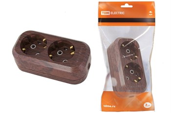 Колодка для удлинителя TDM Эко SQ1806-0060, двухместная, 16А, 250В, IP20, без заземления, АБС-пластик, бук 33023 - фото 106382